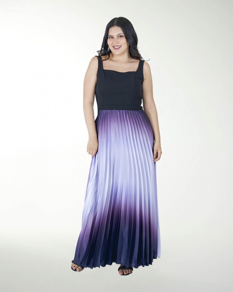 VESTIDO TE PLISADO EN TELA DEGRADE