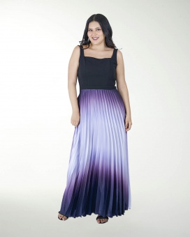 VESTIDO TE PLISADO EN TELA DEGRADE