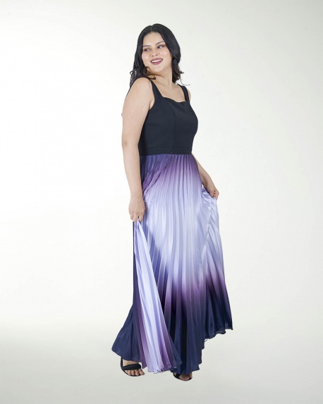 VESTIDO TE PLISADO EN TELA DEGRADE