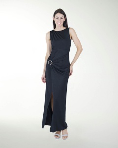 VESTIDO CL DRAPEADO CON APLICACION