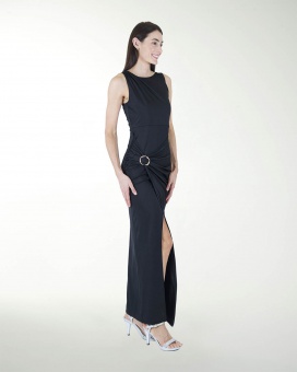 VESTIDO CL DRAPEADO CON APLICACION