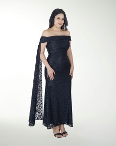 VESTIDO CL HOMBRO DESCUBIERO EN ENCAJE