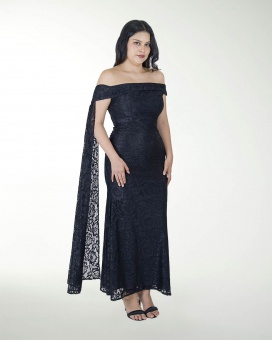 VESTIDO CL HOMBRO DESCUBIERO EN ENCAJE