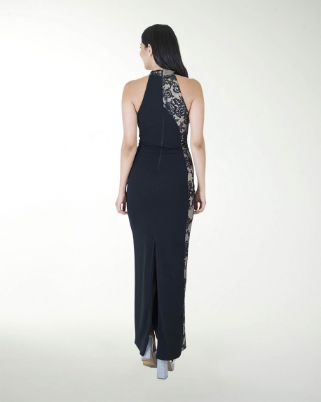 VESTIDO CL HALTER CON ENCAJE