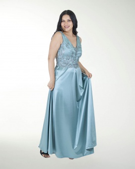 VESTIDO TE ESCOTE EN V COMBINADO