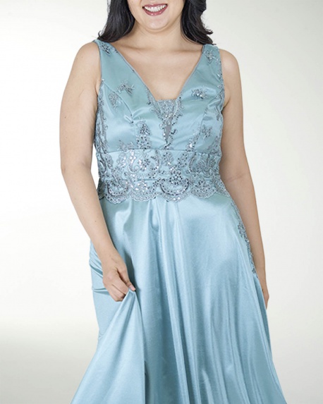 VESTIDO TE ESCOTE EN V COMBINADO