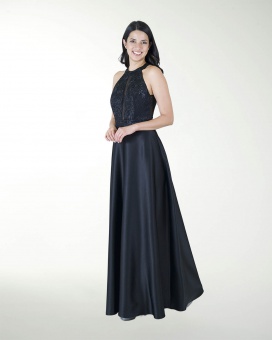 VESTIDO CL HALTER COMBINADO CON BORDADO