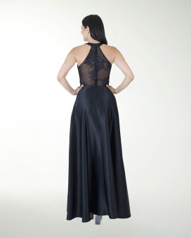 VESTIDO CL HALTER COMBINADO CON BORDADO