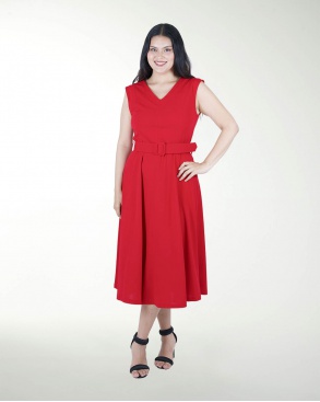 VESTIDO TE ESCOTE V CON CINTURON