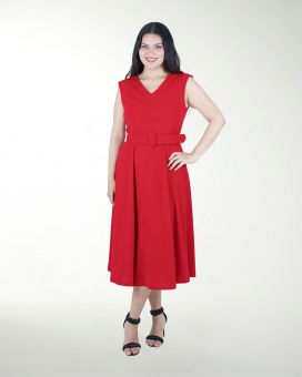 VESTIDO TE ESCOTE V CON CINTURON