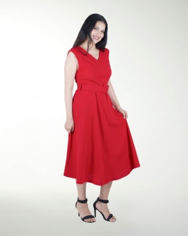 VESTIDO TE ESCOTE V CON CINTURON
