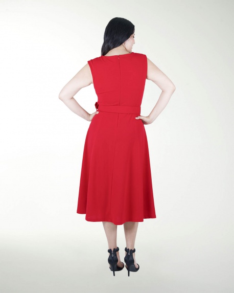 VESTIDO TE ESCOTE V CON CINTURON