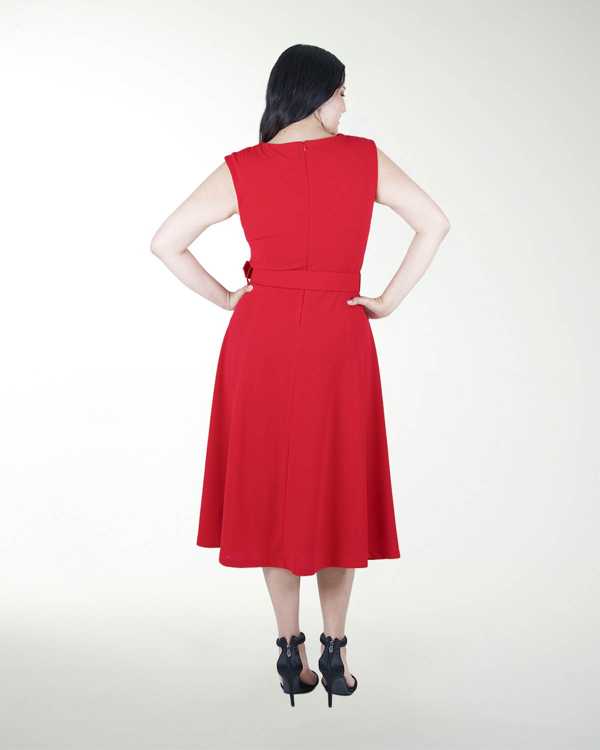 VESTIDO TE ESCOTE V CON CINTURON