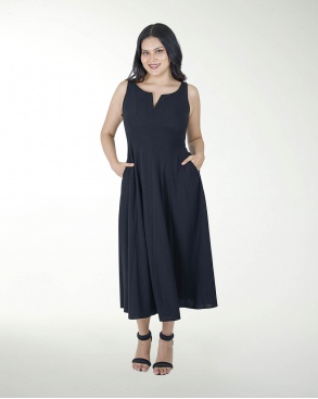 VESTIDO TE EN MIDI CON CORTES