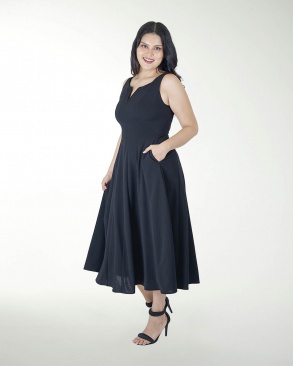 VESTIDO TE EN MIDI CON CORTES
