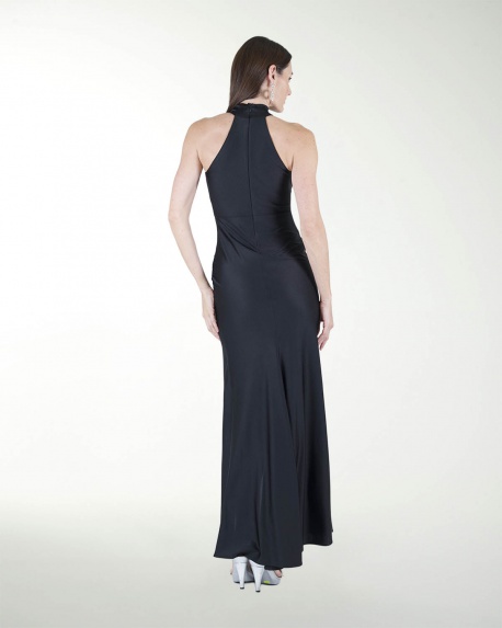 VESTIDO CL CUELLO HALTER DRAPEADO