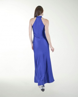 VESTIDO CL CUELLO HALTER DRAPEADO