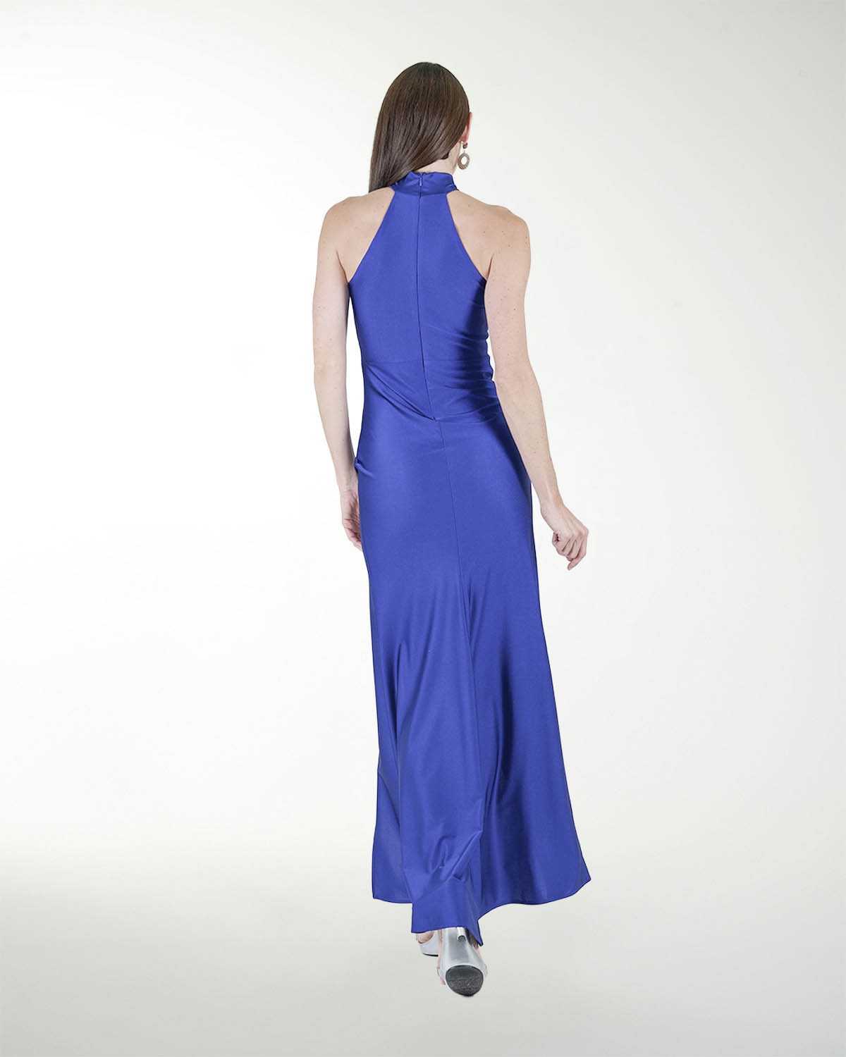 VESTIDO CL CUELLO HALTER DRAPEADO