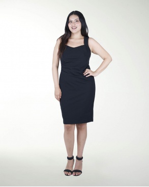 VESTIDO TE RECTO CON PLIEGUES  EN COSTADO