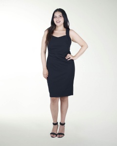 VESTIDO TV RECTO CON PLIEGUES  EN COSTADO