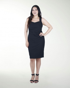 VESTIDO TV RECTO CON PLIEGUES  EN COSTADO