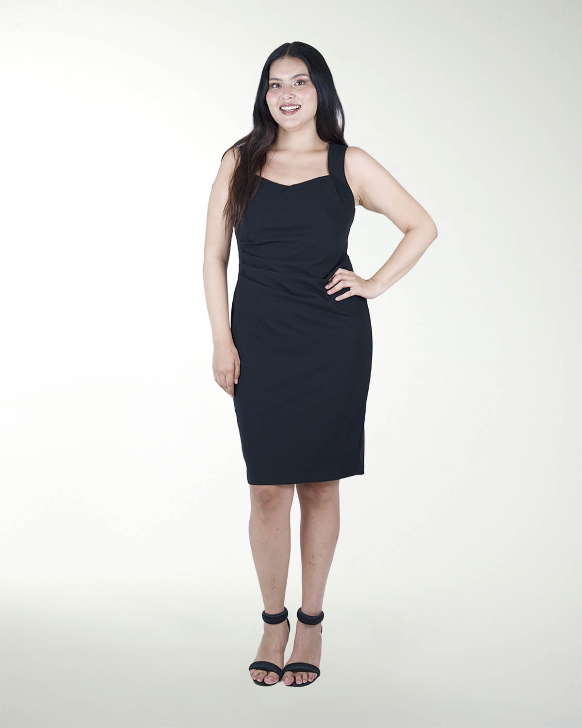 VESTIDO TV RECTO CON PLIEGUES  EN COSTADO