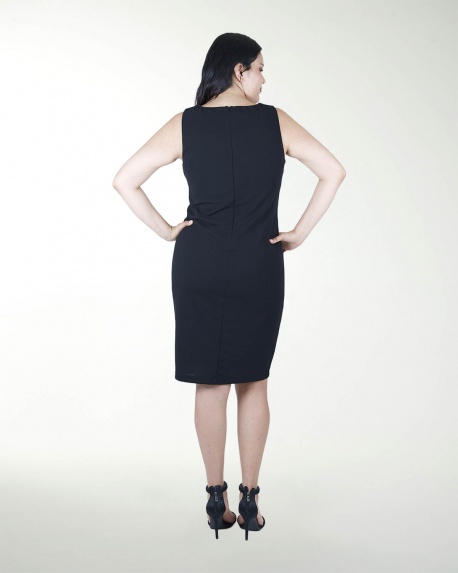 VESTIDO TV RECTO CON PLIEGUES  EN COSTADO