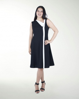 VESTIDO TV ESCOTE DIAGONAL CON VIVOS