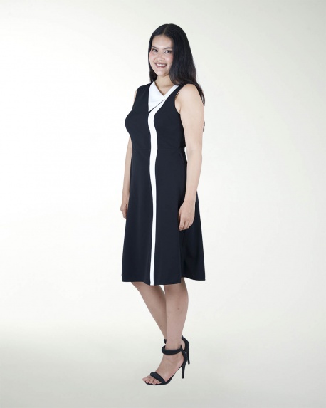 VESTIDO TV ESCOTE DIAGONAL CON VIVOS
