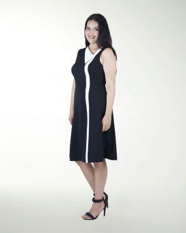 VESTIDO TV ESCOTE DIAGONAL CON VIVOS