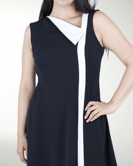 VESTIDO TV ESCOTE DIAGONAL CON VIVOS