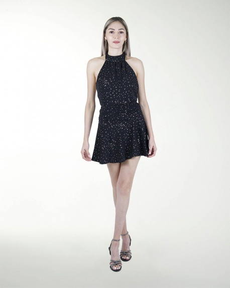 VESTIDO AN HALTER  CON OLANES