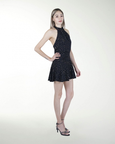 VESTIDO AN HALTER  CON OLANES