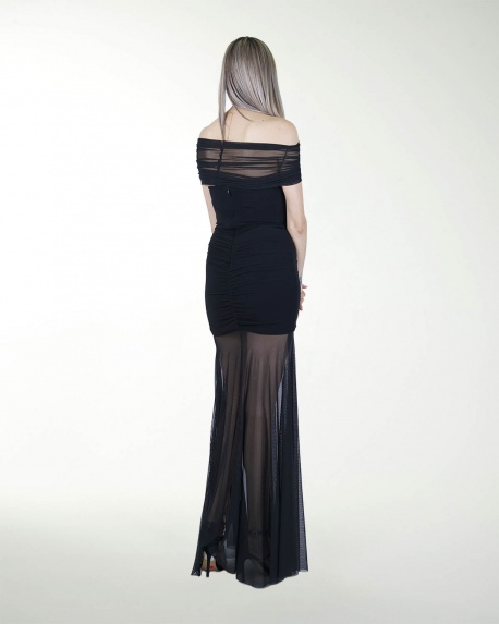VESTIDO CL DRAPEADO DE HOMBRO DESCUBIERTO
