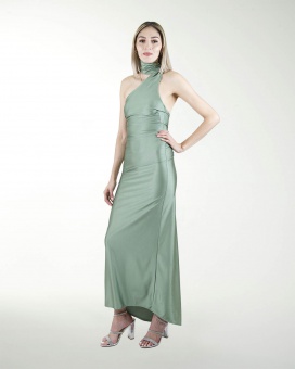 VESTIDO CL HALTER CON DRAPEADO