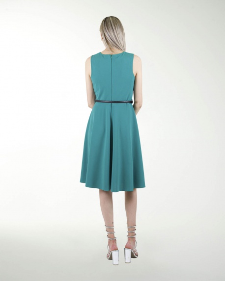 VESTIDO CA LISO CON BOLSAS Y CINTURON
