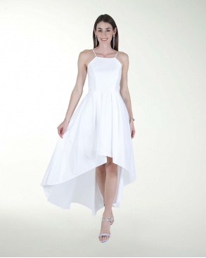 VESTIDO CL BLANCO HALTER LARGO A DESNIVEL
