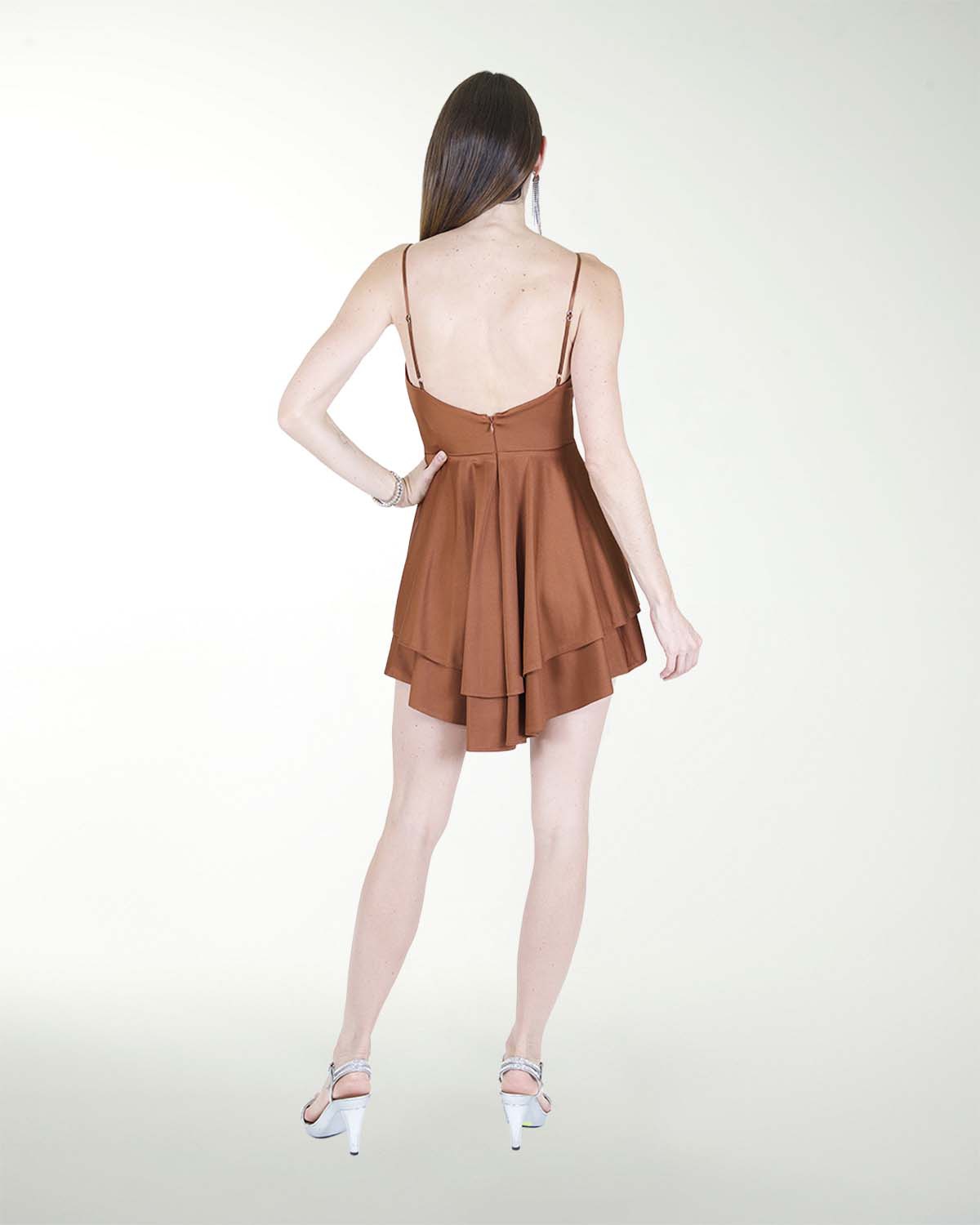 VESTIDO ANT  COLOMBIANA LISA DOBLE FALDA