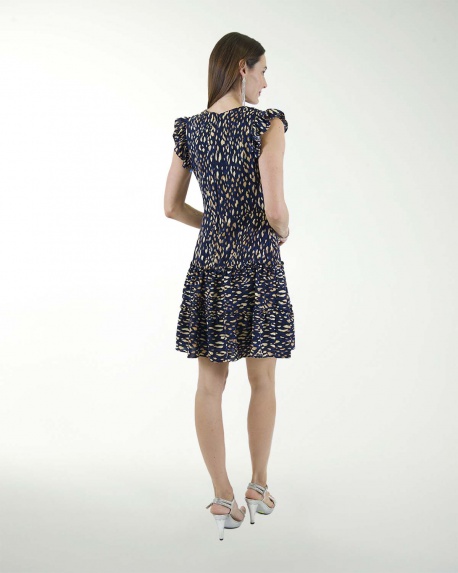 VESTIDO CA CEY  ESTAMPADO  CON CORTES