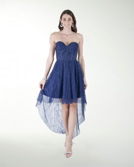 VESTIDO CC IMPERIAL GLITER TIPO CORSET CON CAUDA