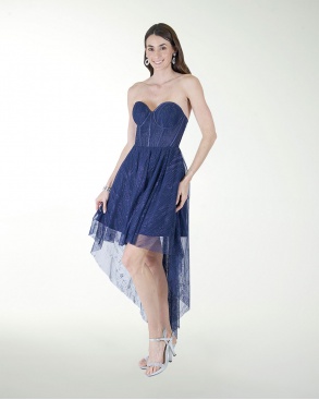 VESTIDO CC IMPERIAL GLITER TIPO CORSET CON CAUDA