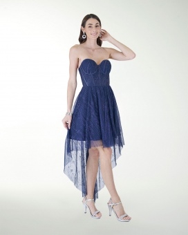 VESTIDO CC IMPERIAL GLITER TIPO CORSET CON CAUDA