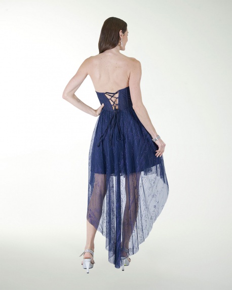VESTIDO CC IMPERIAL GLITER TIPO CORSET CON CAUDA