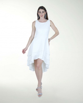 VESTIDO CC BLA CREPE FALDA A DESNIVEL