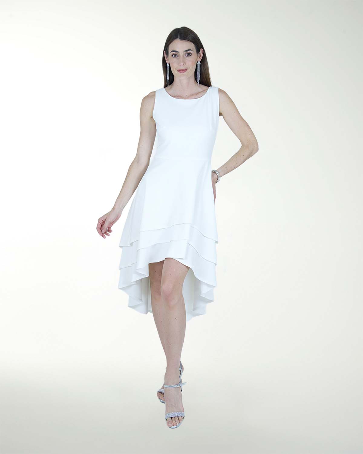 VESTIDO CC BLA CREPE FALDA A DESNIVEL