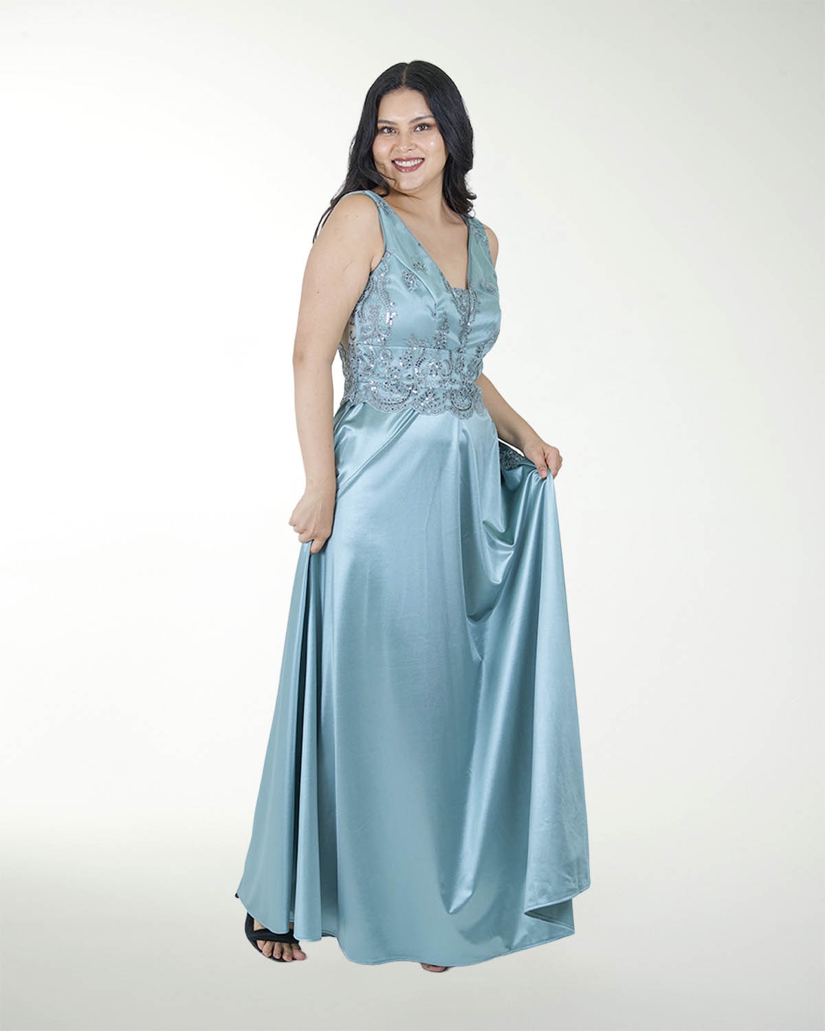 VESTIDO TE ESCOTE EN V COMBINADO