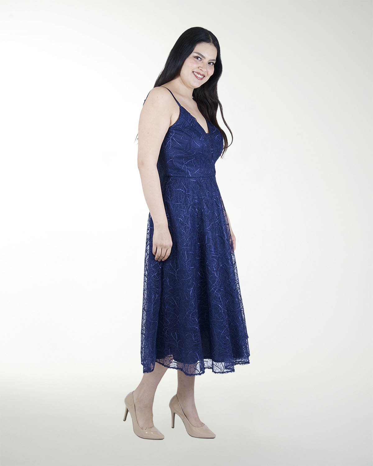 VESTIDO TE ESCOTE EN V LARGO MIDI
