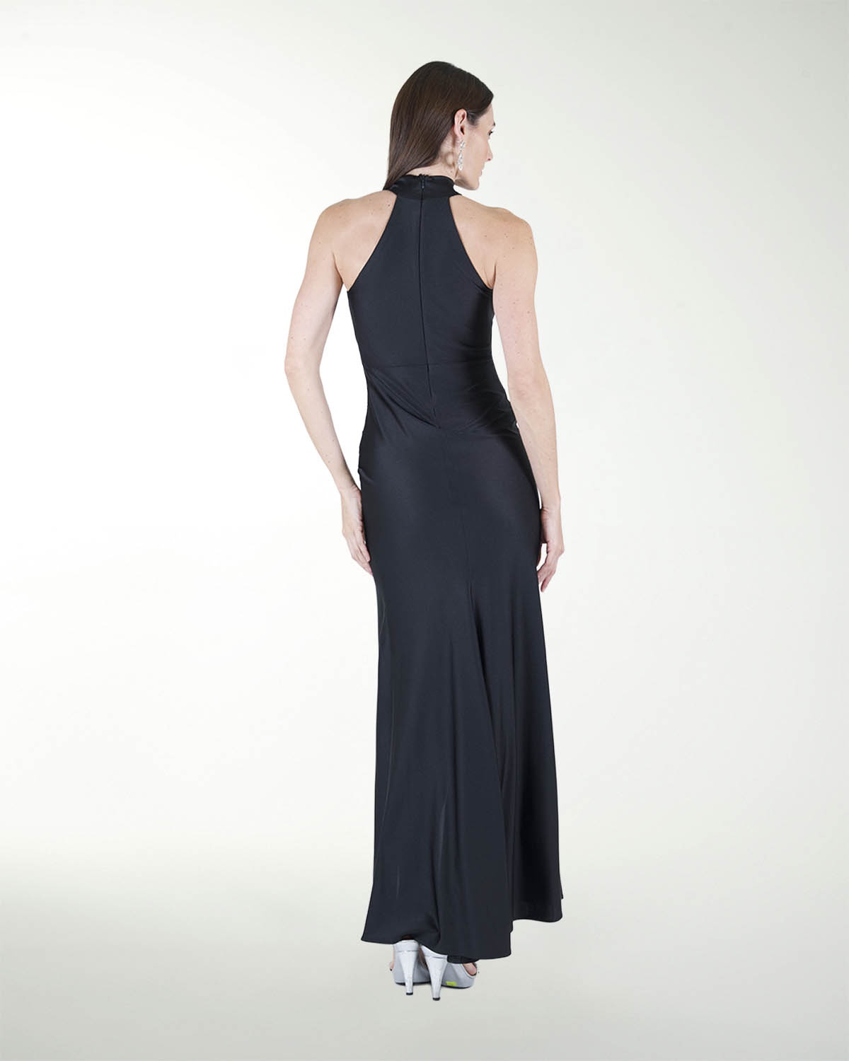VESTIDO CL CUELLO HALTER DRAPEADO