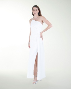 VESTIDO CL BLA DRAPEADO ASIMETRICO